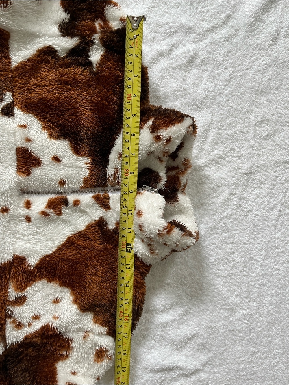Faux Fur Cow-Print Jacket - White & Brown Cozy Outerwear - Picture 6 of 9